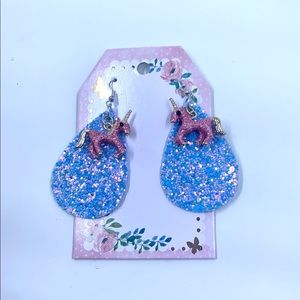 Glittery Unicorn Dangle Earrings